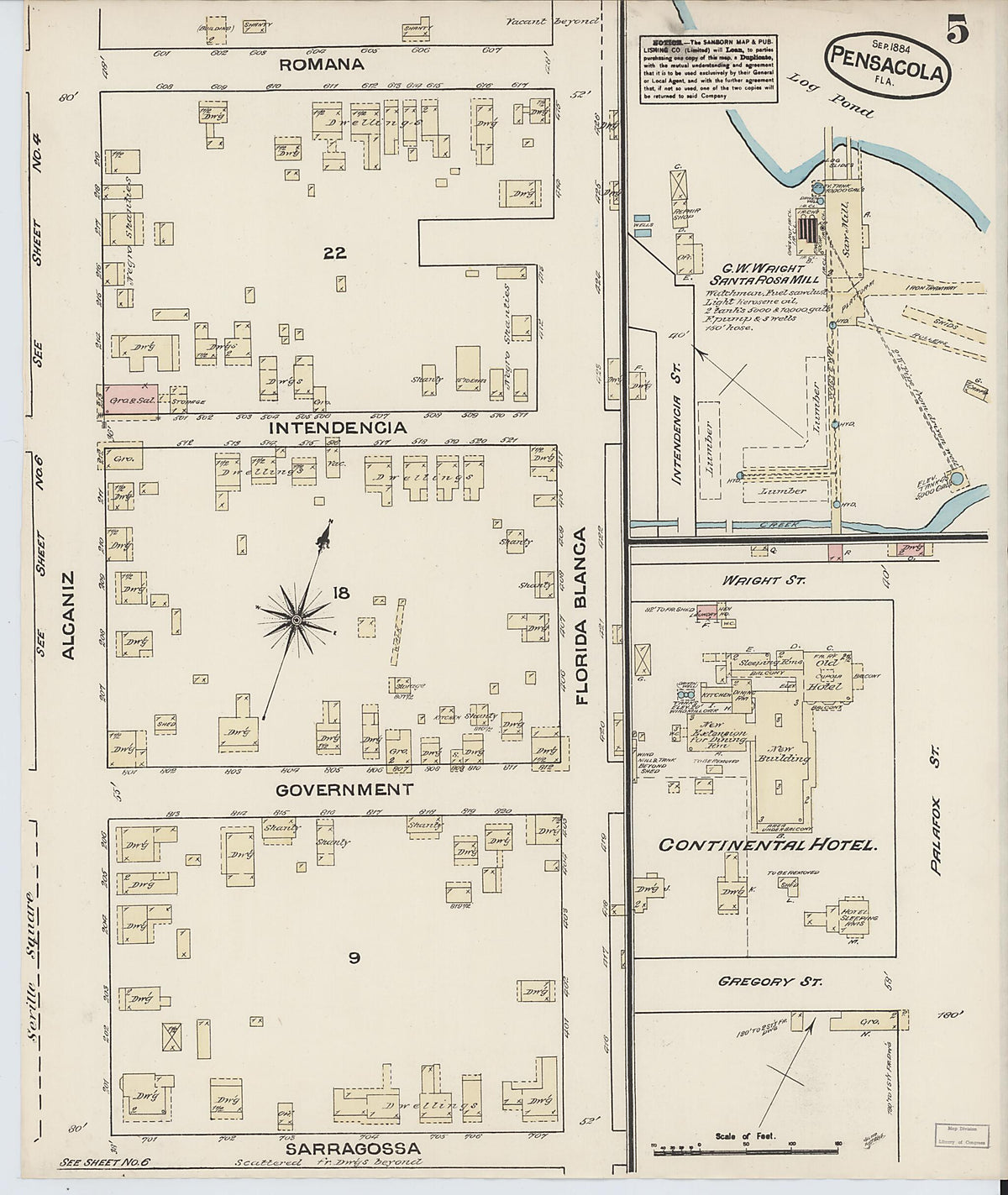Pensacola, Escambia County, Florida 1884 (Sheet 5) by Relic Map Company