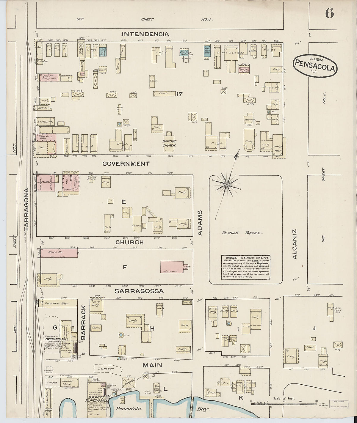 Pensacola, Escambia County, Florida 1884 (Sheet 6) by Relic Map Company