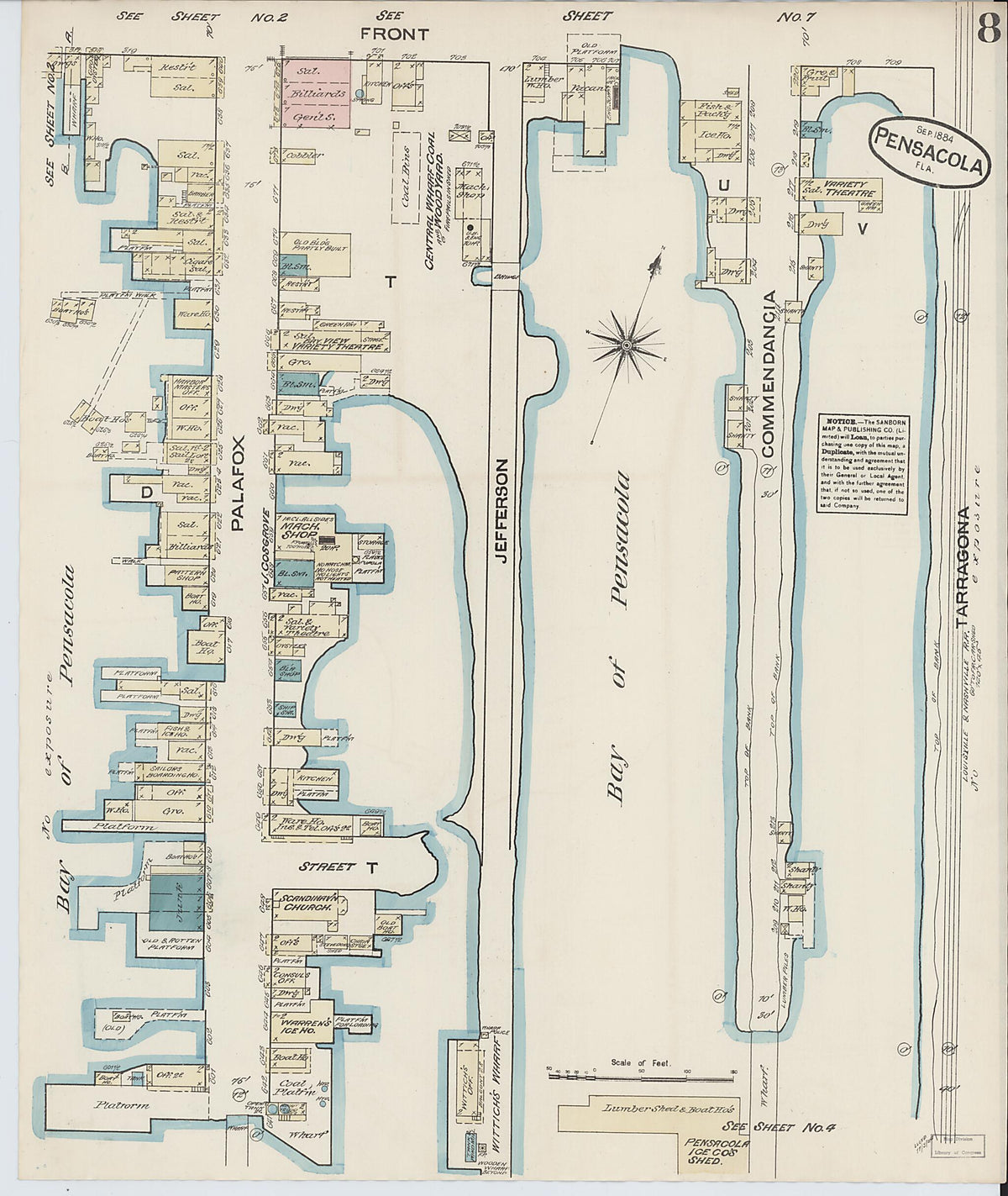 Pensacola, Escambia County, Florida 1884 (Sheet 8) by Relic Map Company