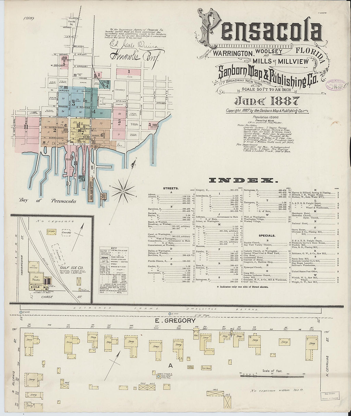 Pensacola, Escambia County, Florida 1887 (Sheet 1) by Relic Map Company