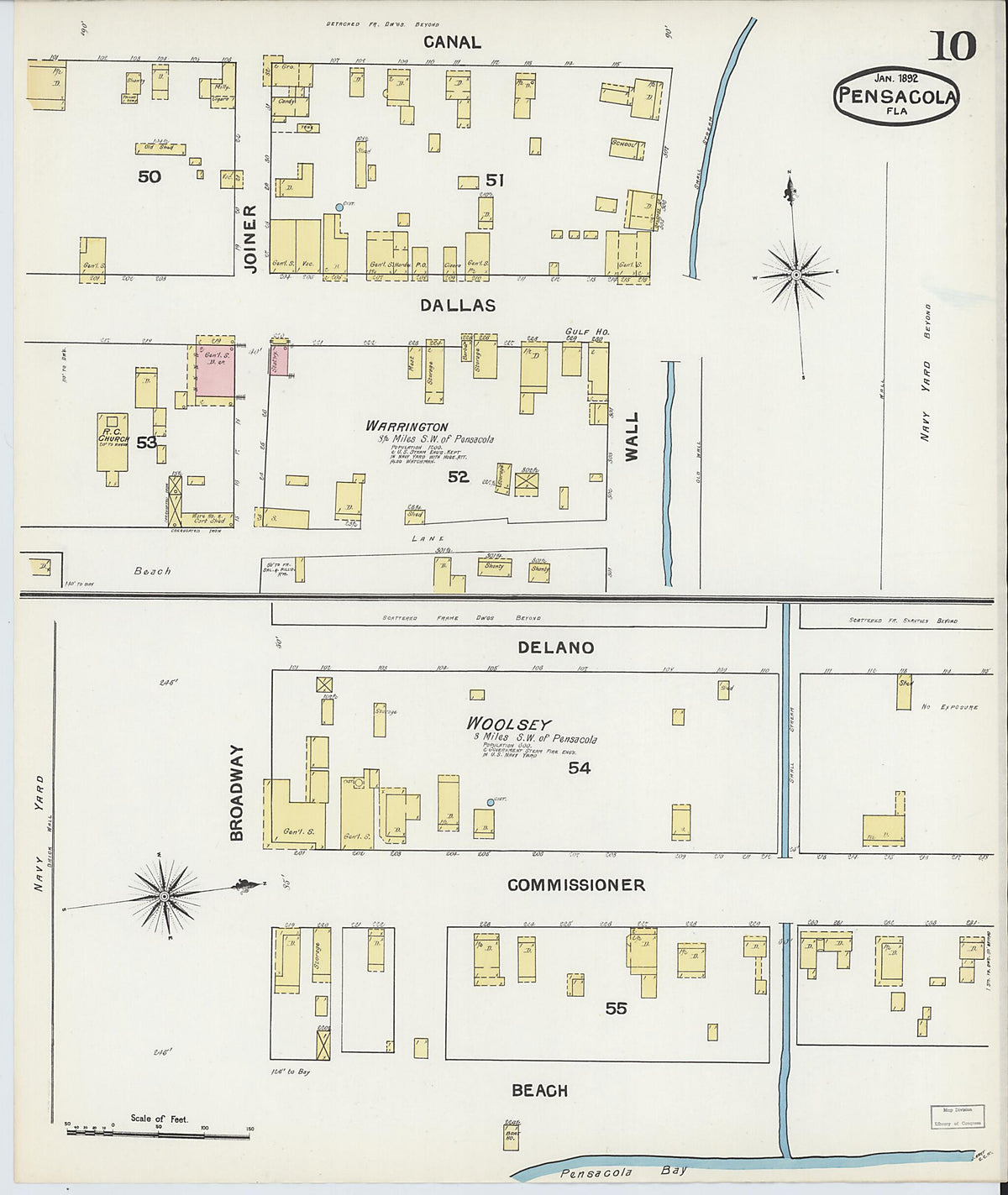Pensacola, Escambia County, Florida 1892 (Sheet 10) by Relic Map Company