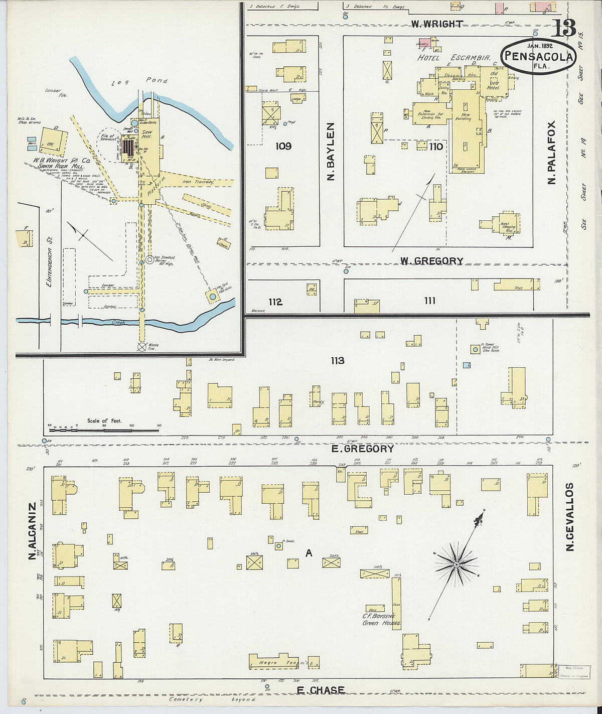 Pensacola, Escambia County, Florida 1892 (Sheet 13) by Relic Map Company