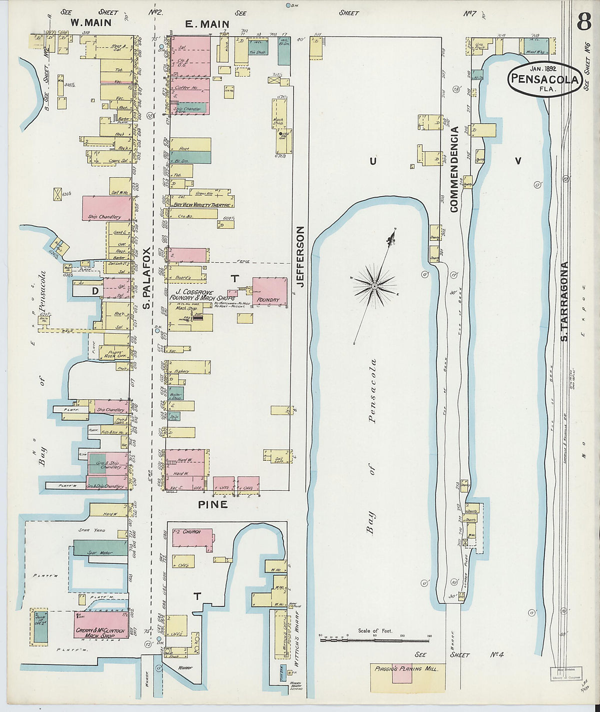 Pensacola, Escambia County, Florida 1892 (Sheet 8) by Relic Map Company