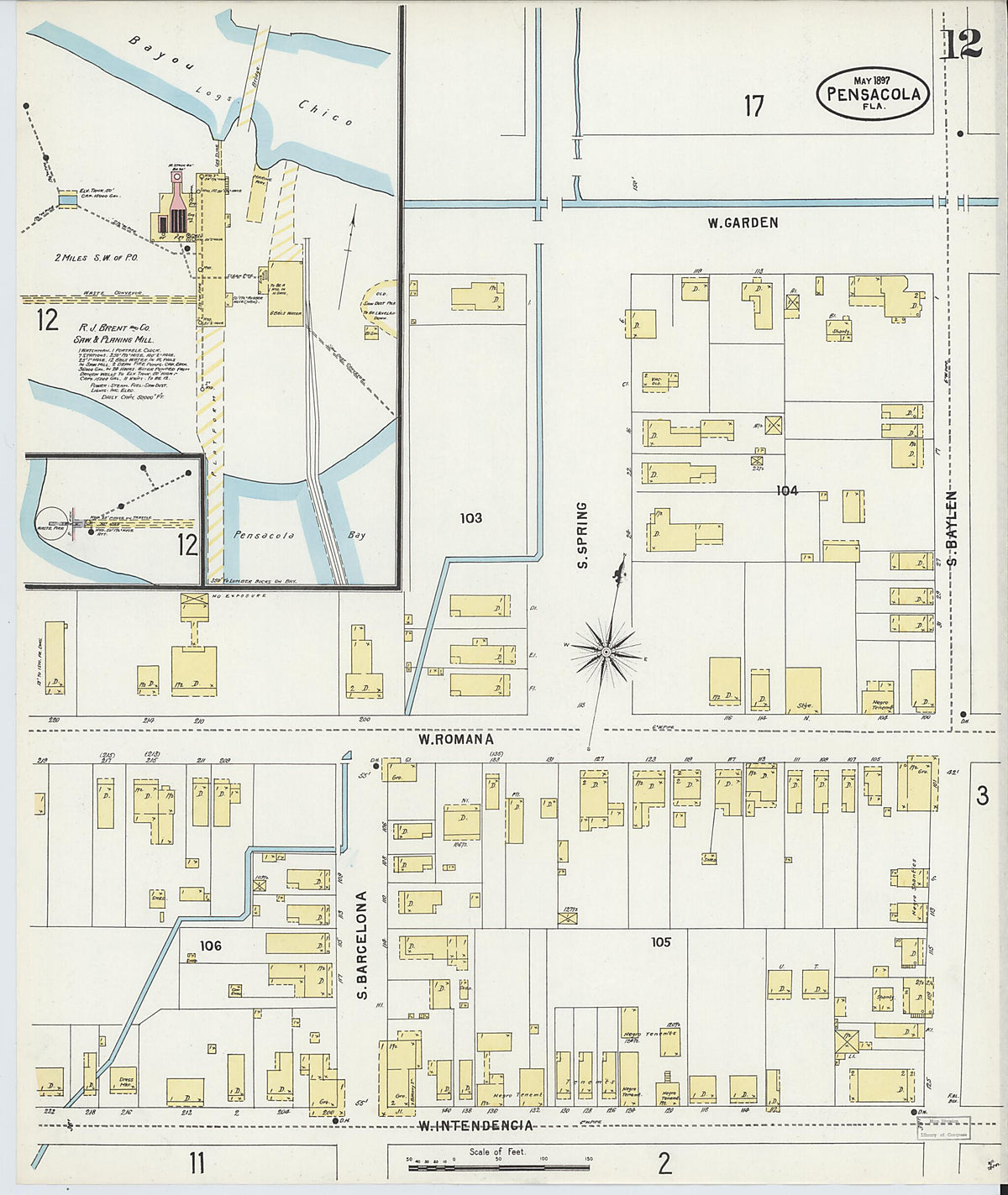 Pensacola, Escambia County, Florida 1897 (Sheet 12) by Relic Map Company