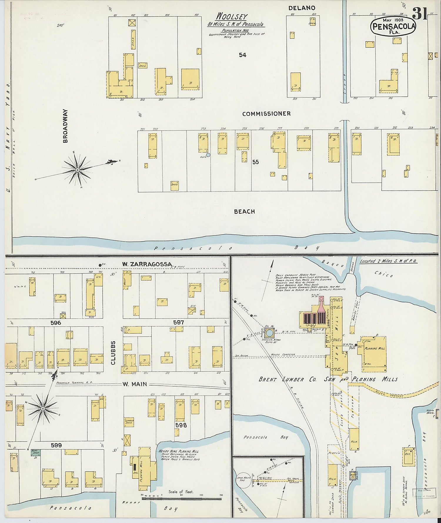 This old map of Woolsey, Escambia County, Florida was created by Sanborn Map Company in 1903