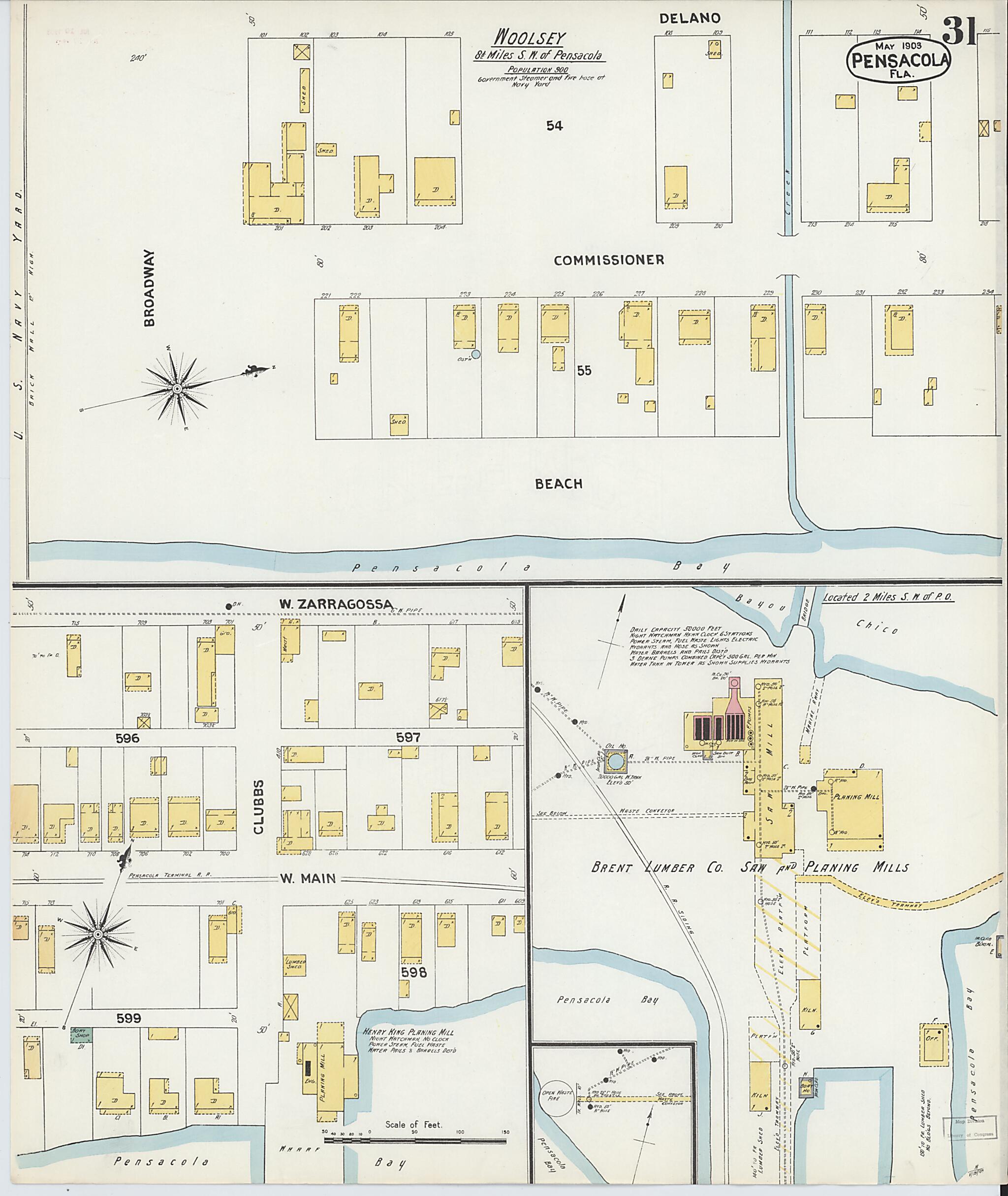 This old map of Woolsey, Escambia County, Florida was created by Sanborn Map Company in 1903