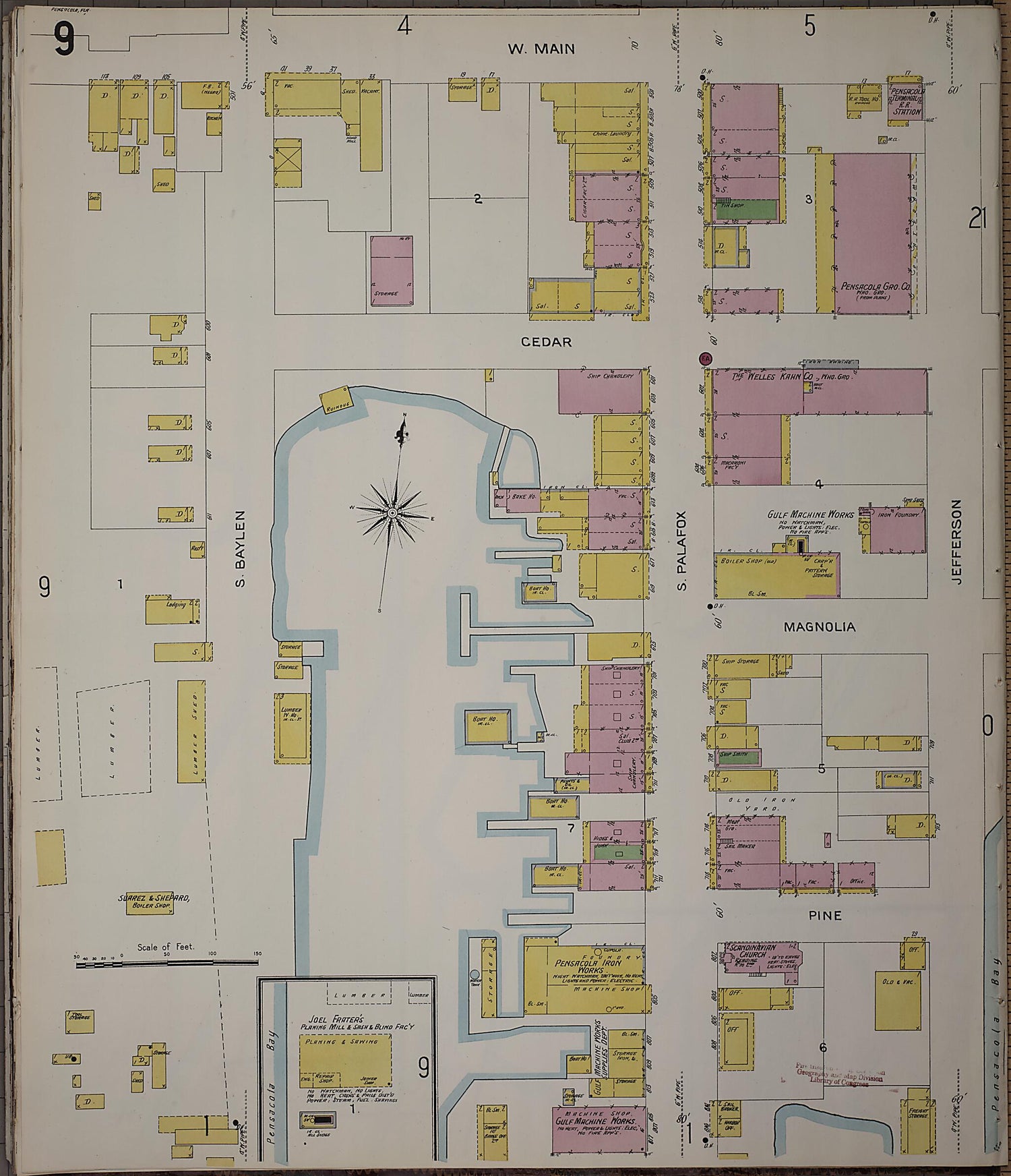 This old map of Pensacola, Escambia County, Florida was created by Sanborn Map Company in 1907