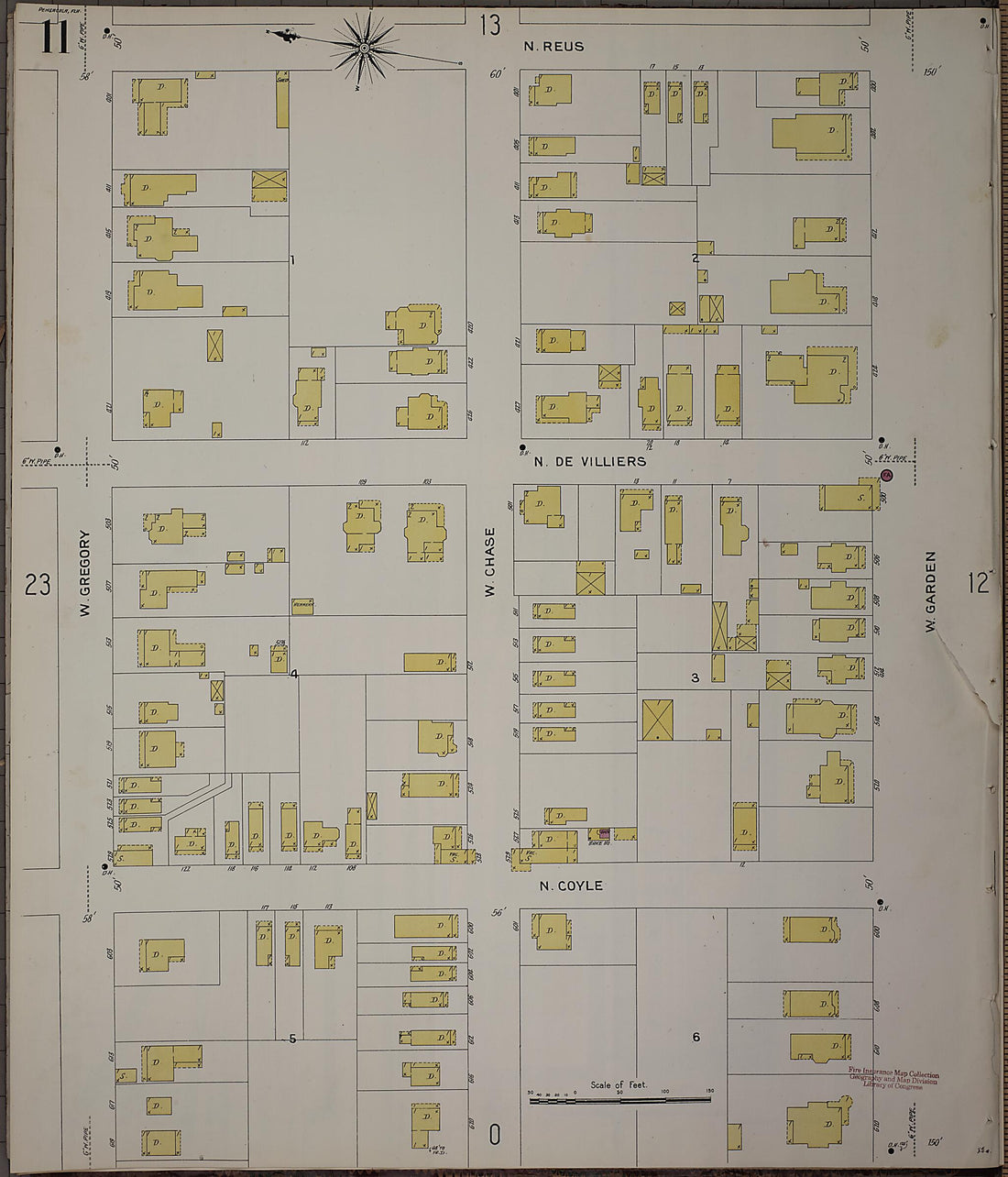 This old map of Pensacola, Escambia County, Florida was created by Sanborn Map Company in 1907