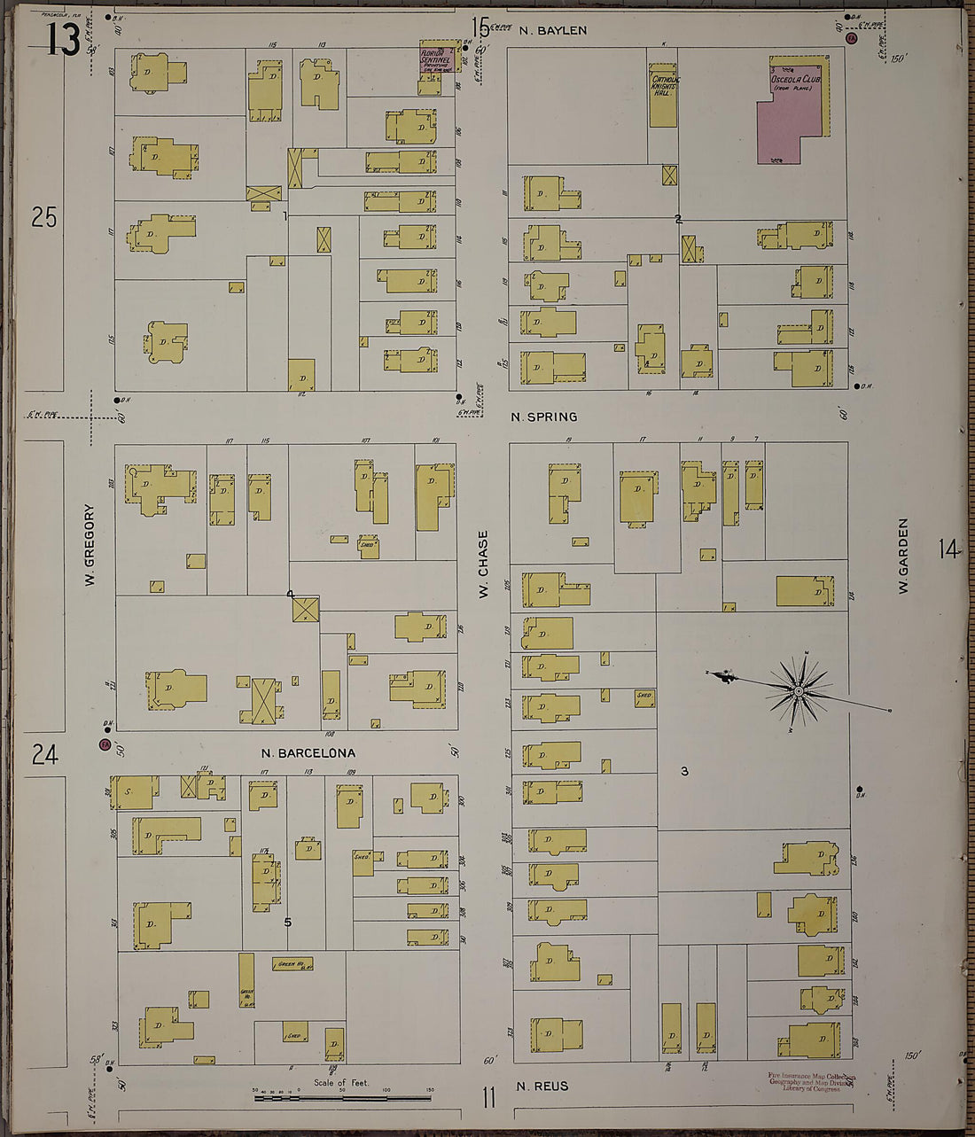 This old map of Pensacola, Escambia County, Florida was created by Sanborn Map Company in 1907