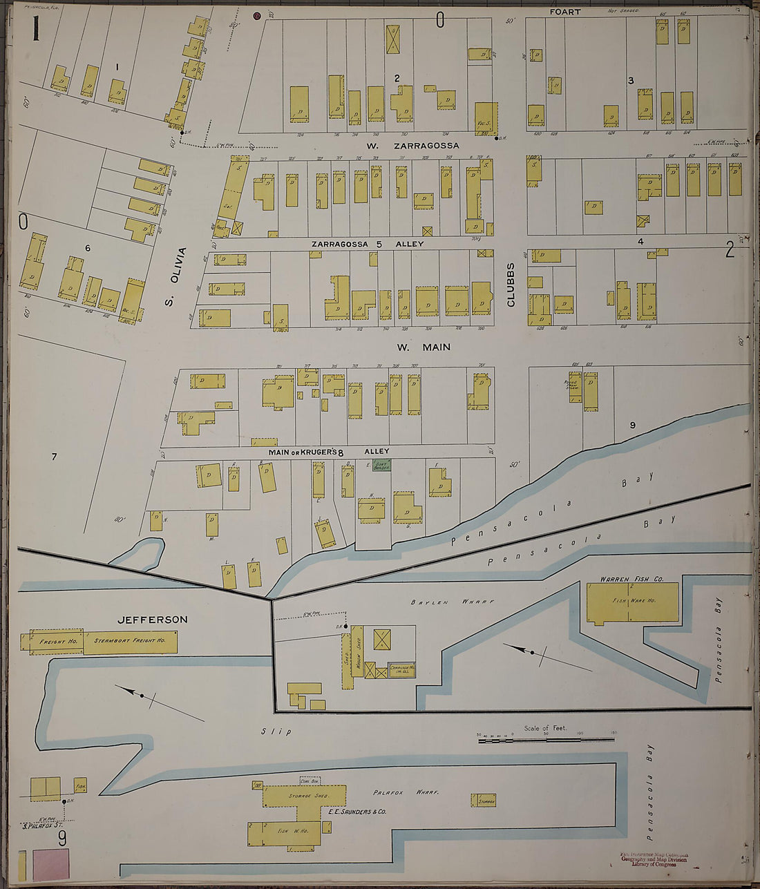 This old map of Pensacola, Escambia County, Florida was created by Sanborn Map Company in 1907