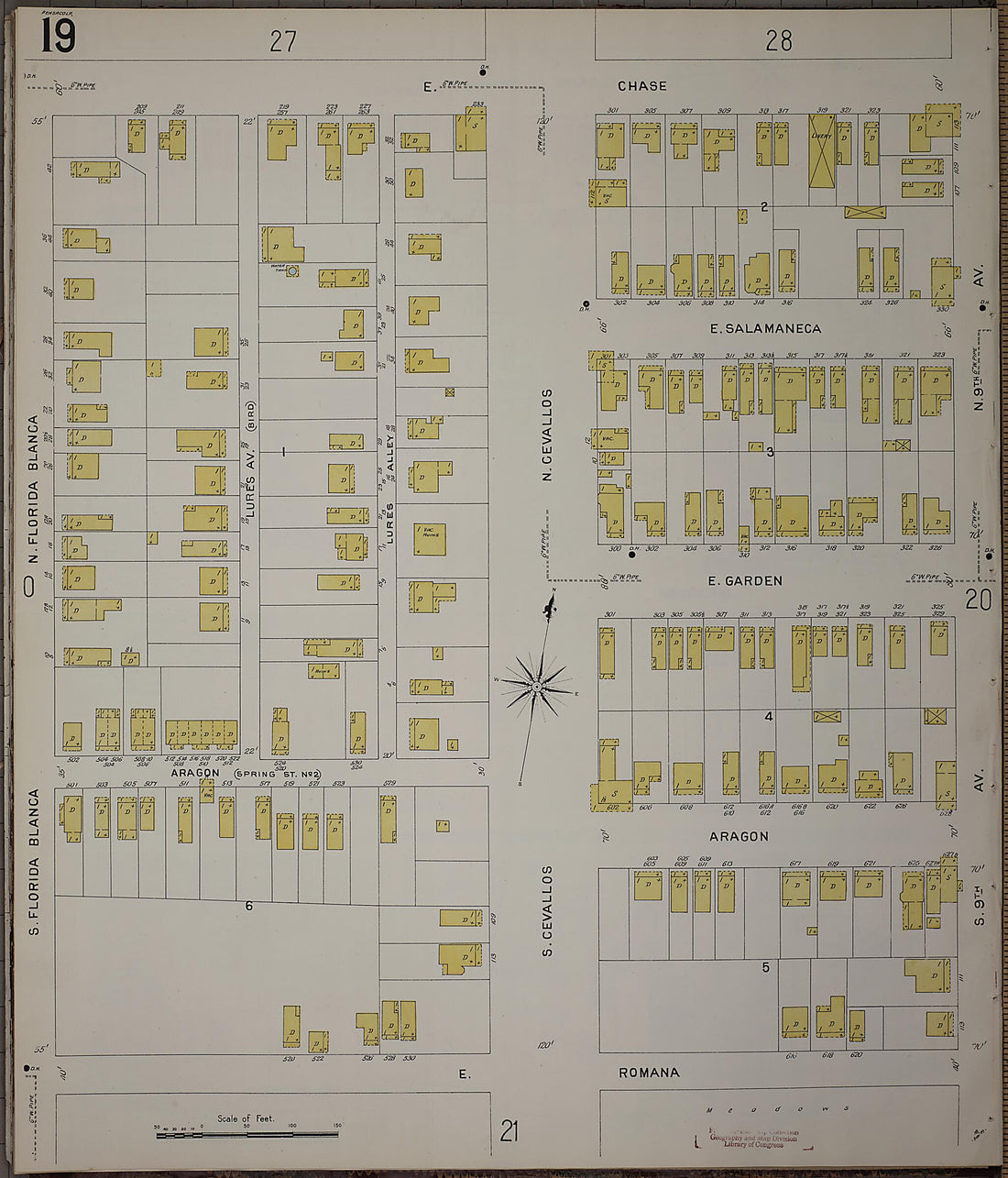 This old map of Pensacola, Escambia County, Florida was created by Sanborn Map Company in 1907