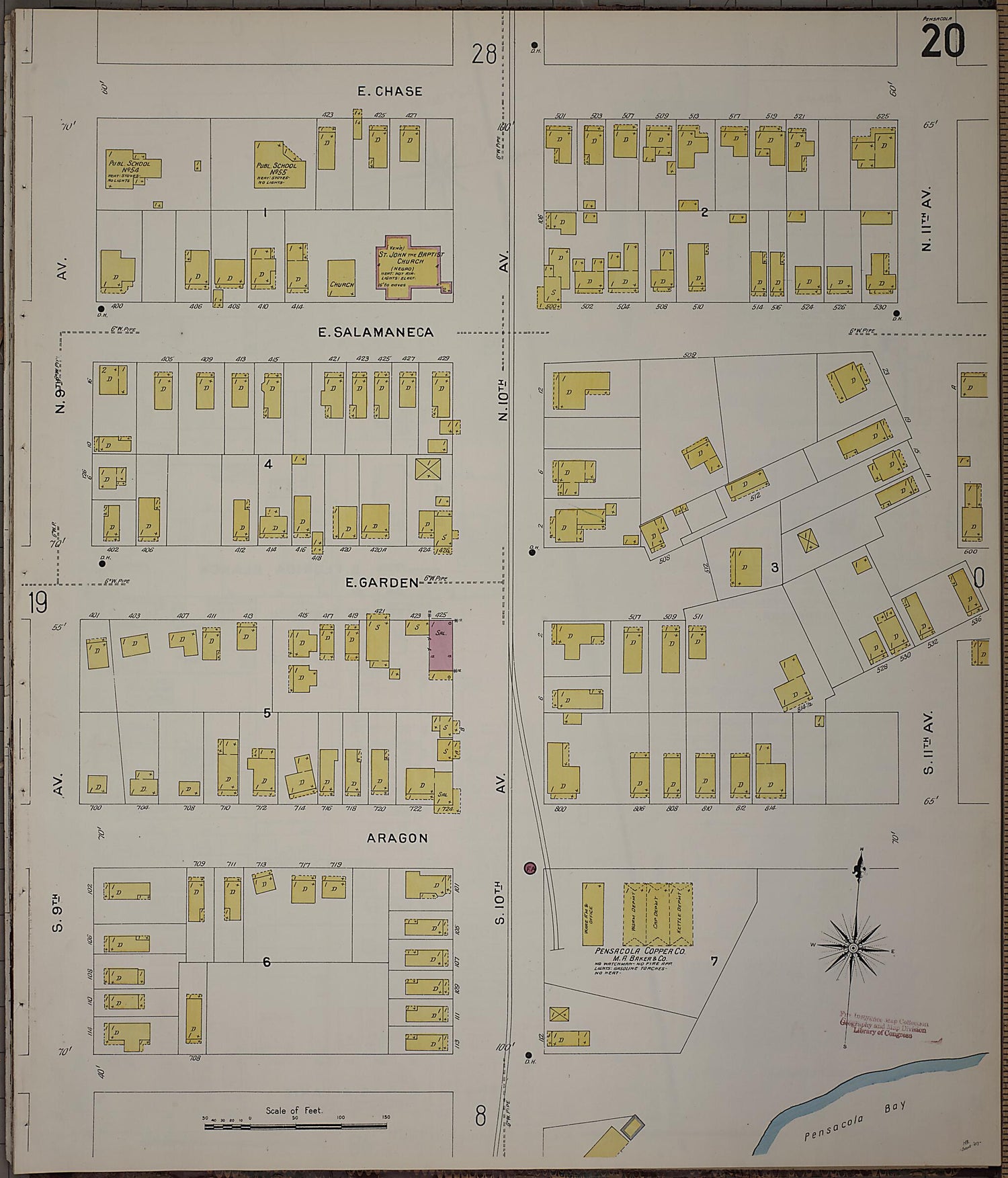 This old map of Pensacola, Escambia County, Florida was created by Sanborn Map Company in 1907