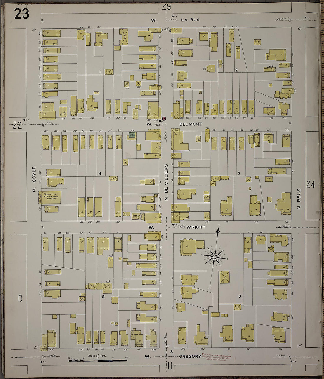 This old map of Pensacola, Escambia County, Florida was created by Sanborn Map Company in 1907