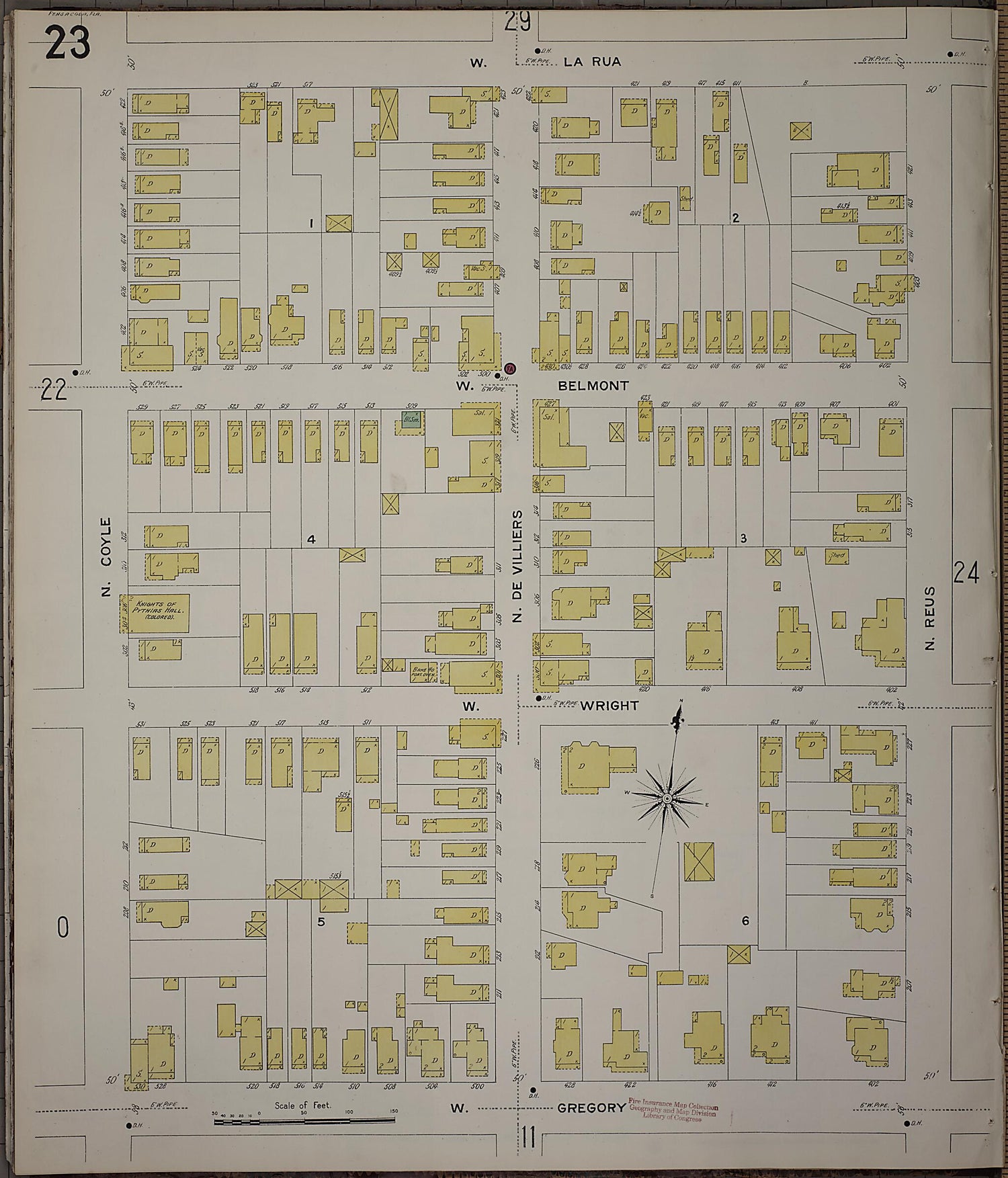 This old map of Pensacola, Escambia County, Florida was created by Sanborn Map Company in 1907