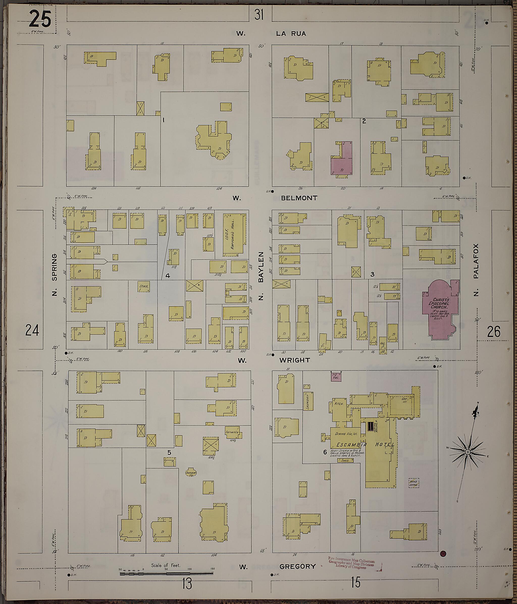 This old map of Pensacola, Escambia County, Florida was created by Sanborn Map Company in 1907