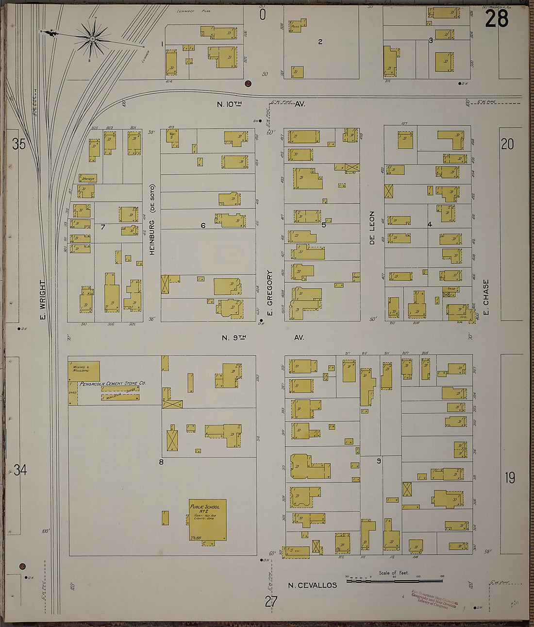 This old map of Pensacola, Escambia County, Florida was created by Sanborn Map Company in 1907