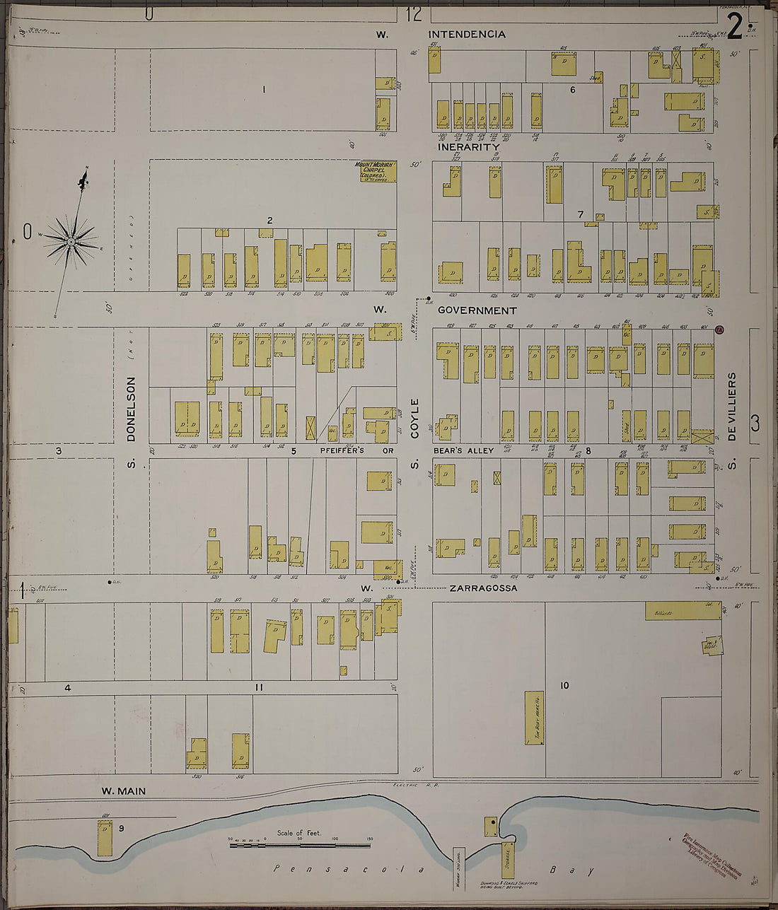 This old map of Pensacola, Escambia County, Florida was created by Sanborn Map Company in 1907