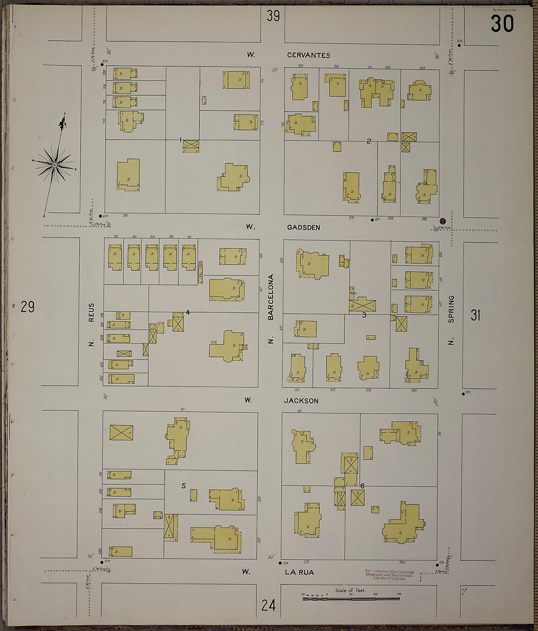 This old map of Pensacola, Escambia County, Florida was created by Sanborn Map Company in 1907