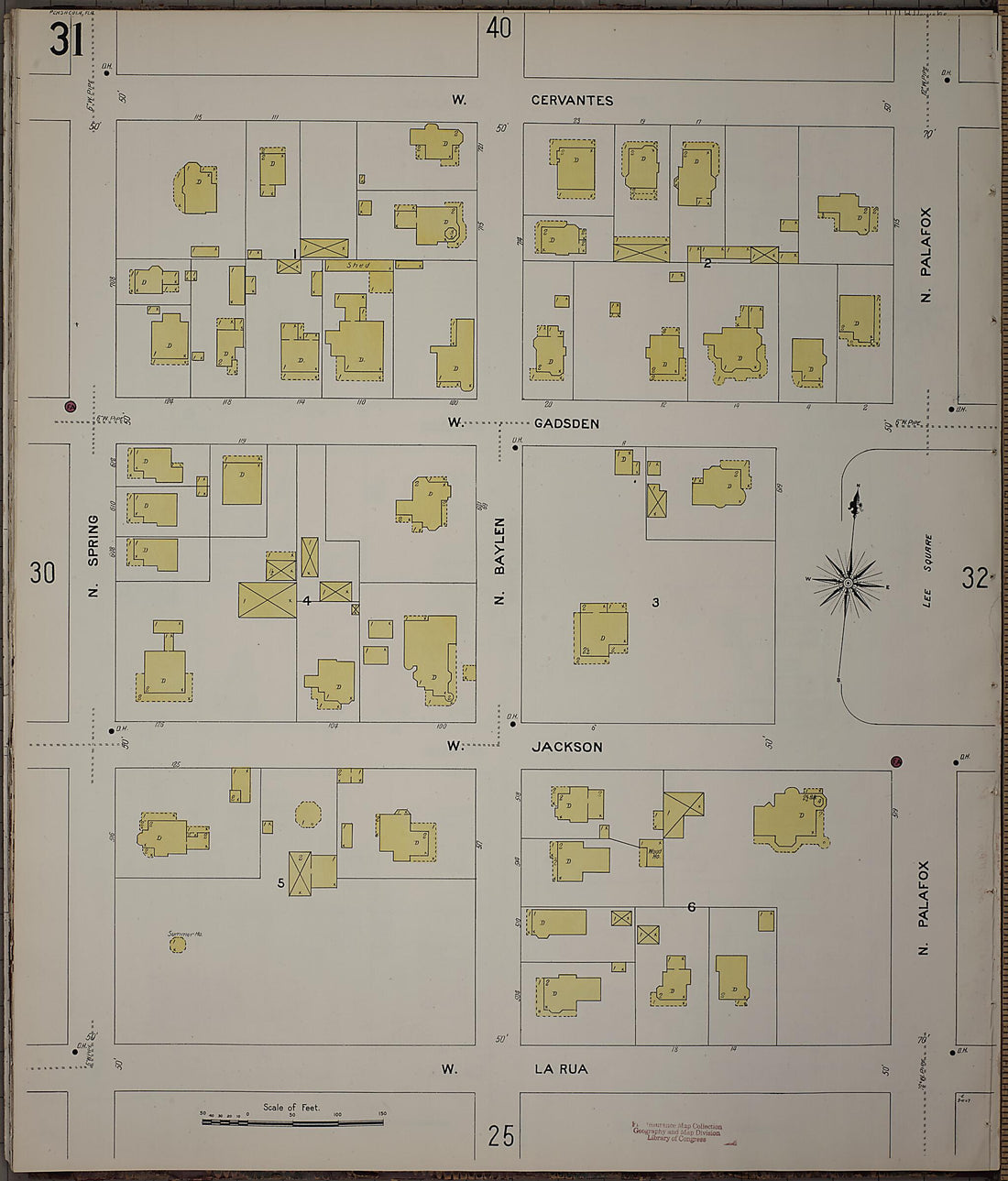 This old map of Pensacola, Escambia County, Florida was created by Sanborn Map Company in 1907