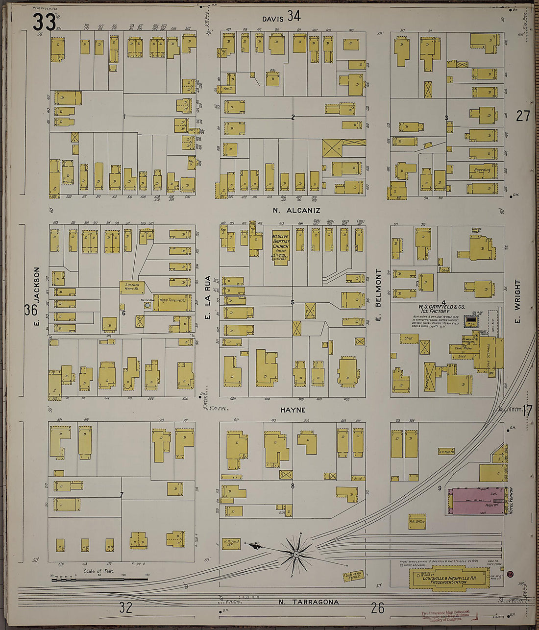 This old map of Pensacola, Escambia County, Florida was created by Sanborn Map Company in 1907