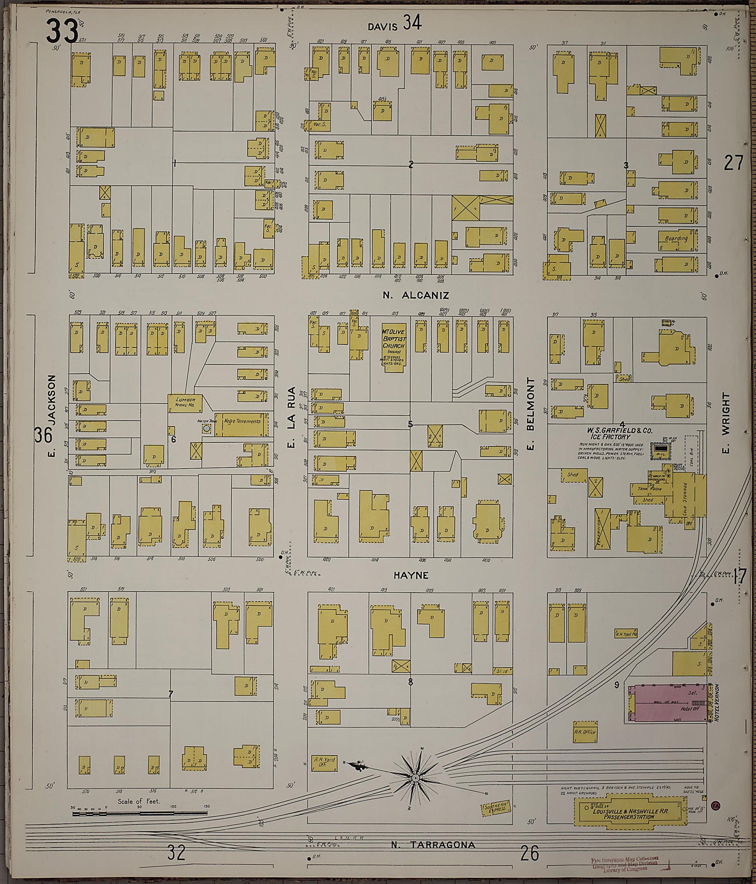 This old map of Pensacola, Escambia County, Florida was created by Sanborn Map Company in 1907