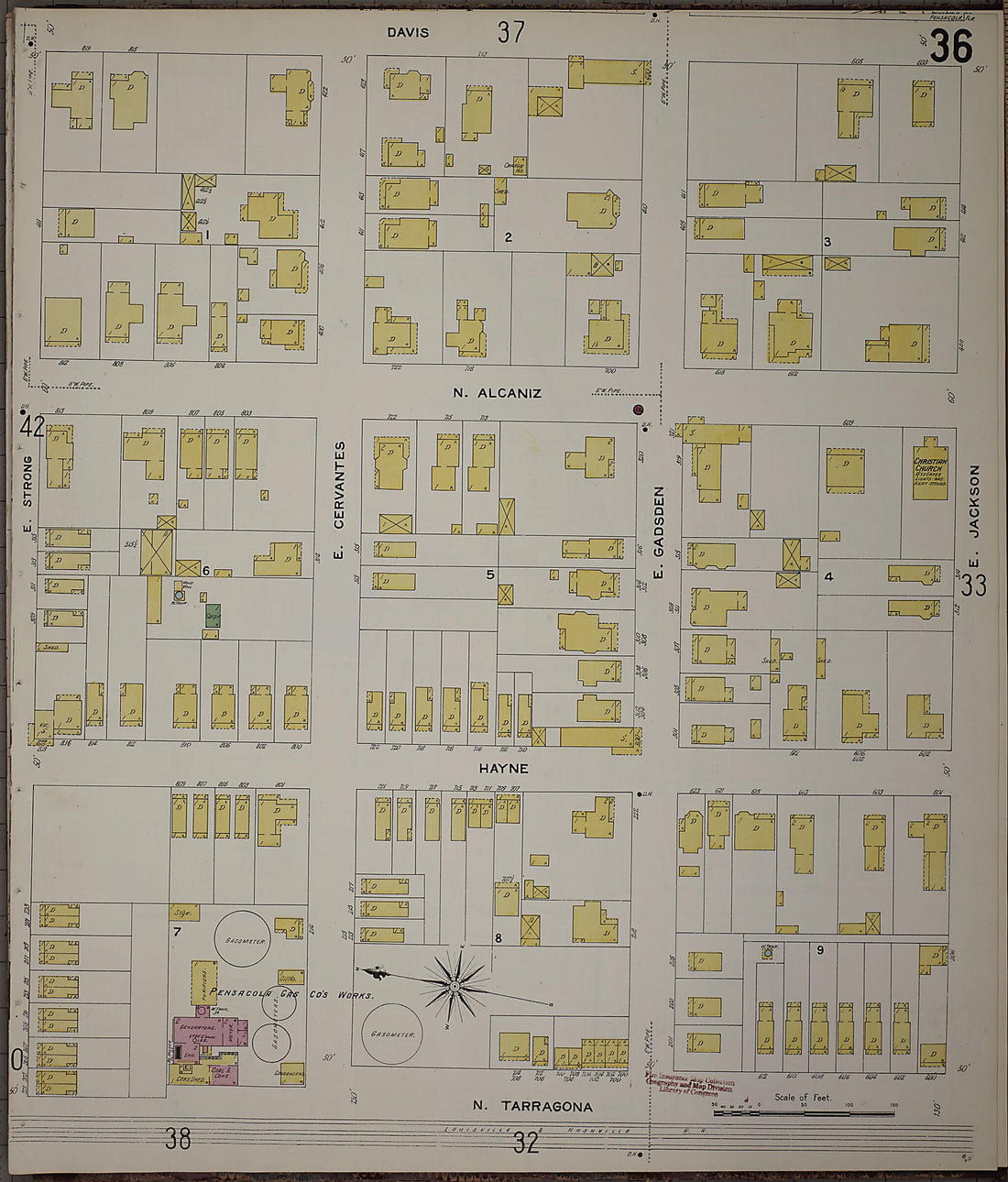 This old map of Pensacola, Escambia County, Florida was created by Sanborn Map Company in 1907