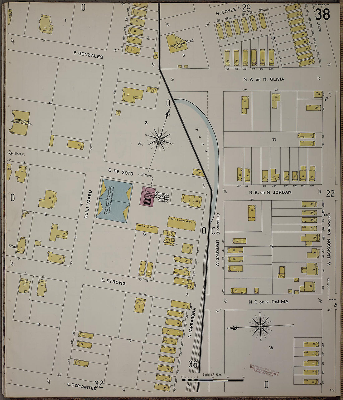 This old map of Pensacola, Escambia County, Florida was created by Sanborn Map Company in 1907