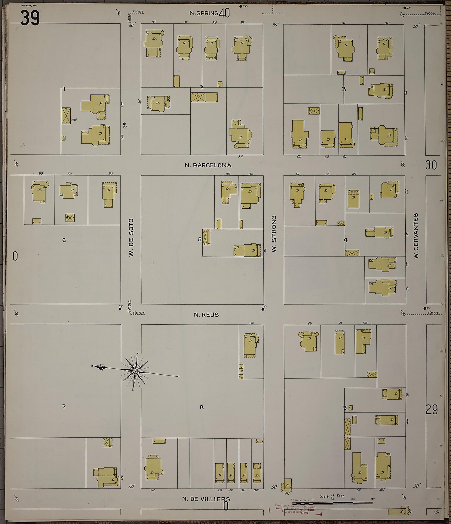 This old map of Pensacola, Escambia County, Florida was created by Sanborn Map Company in 1907