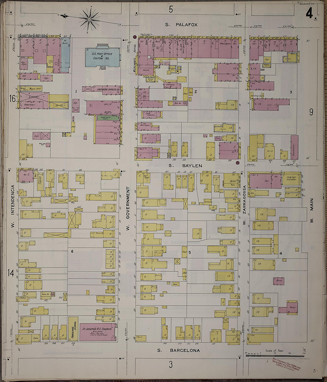 This old map of Pensacola, Escambia County, Florida was created by Sanborn Map Company in 1907