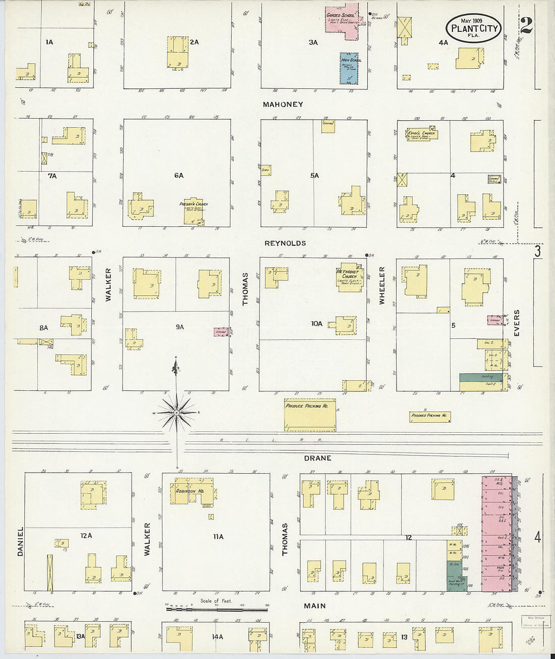 This old map of Plant City, Hillborough County, Florida was created by Sanborn Map Company in 1909