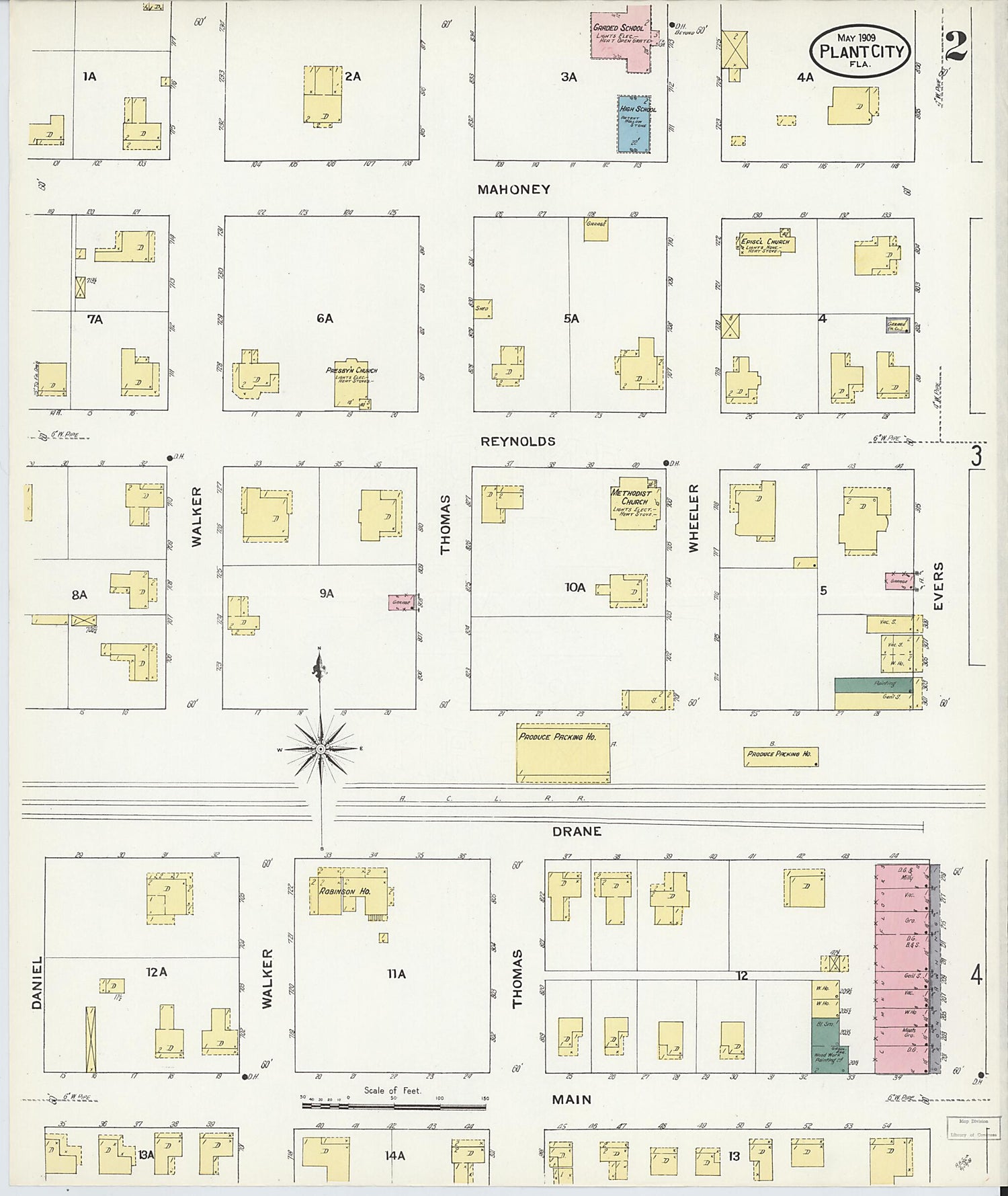 This old map of Plant City, Hillborough County, Florida was created by Sanborn Map Company in 1909