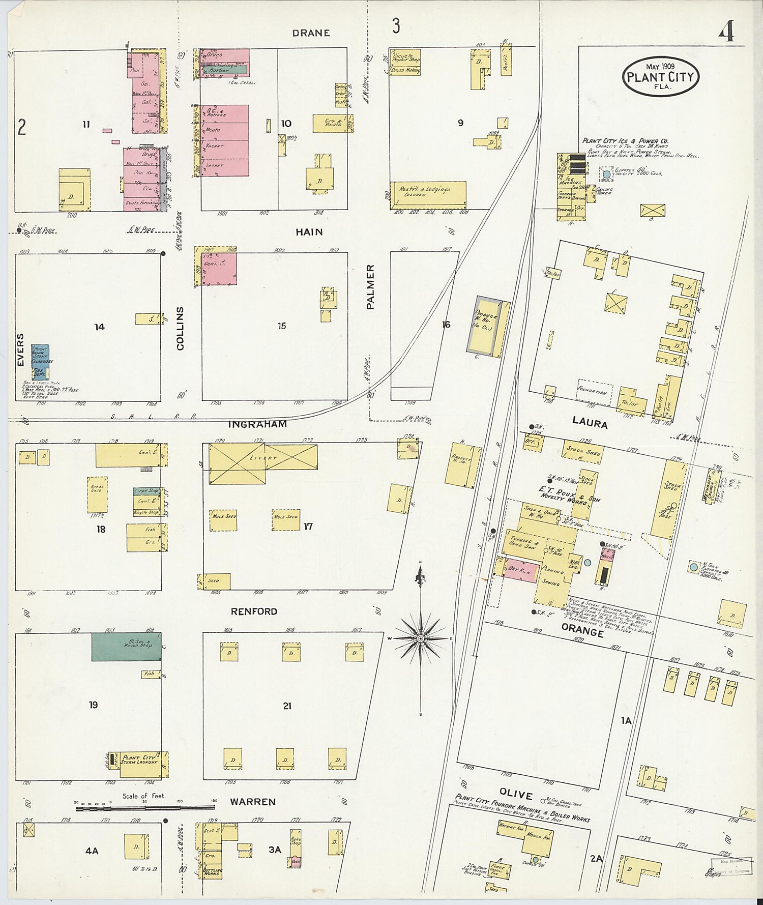 This old map of Plant City, Hillborough County, Florida was created by Sanborn Map Company in 1909