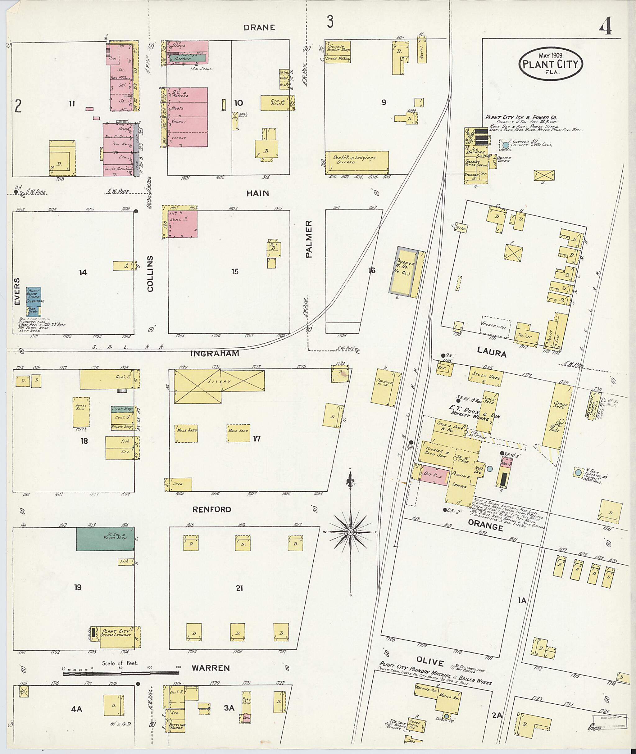 This old map of Plant City, Hillborough County, Florida was created by Sanborn Map Company in 1909