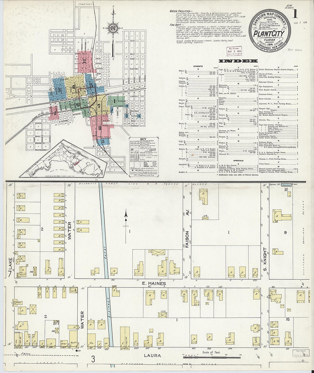 This old map of Plant City, Hillborough County, Florida was created by Sanborn Map Company in 1914