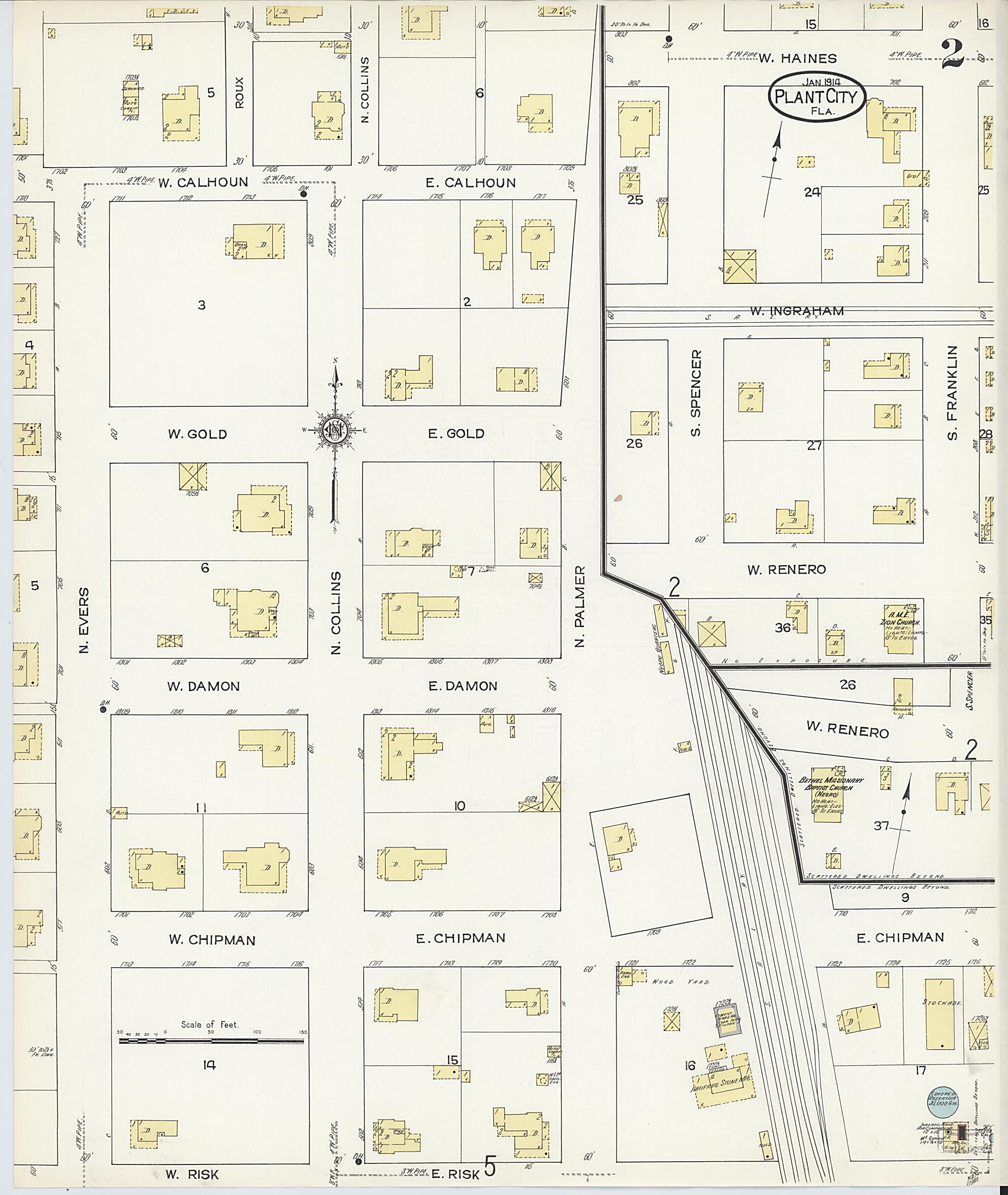 This old map of Plant City, Hillborough County, Florida was created by Sanborn Map Company in 1914