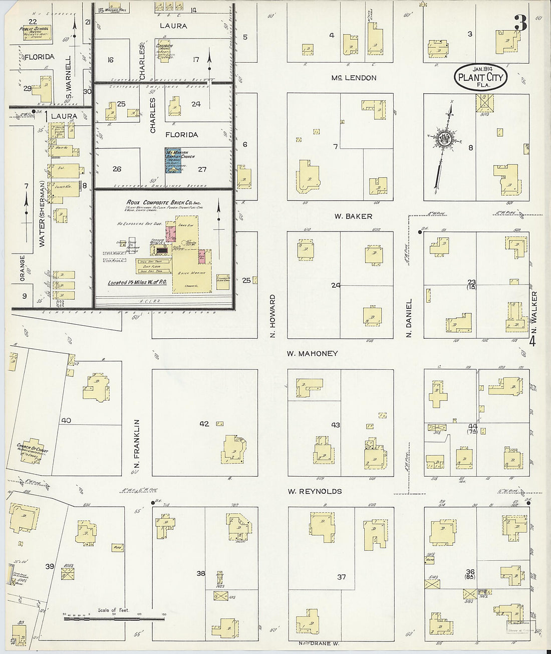 This old map of Plant City, Hillborough County, Florida was created by Sanborn Map Company in 1914