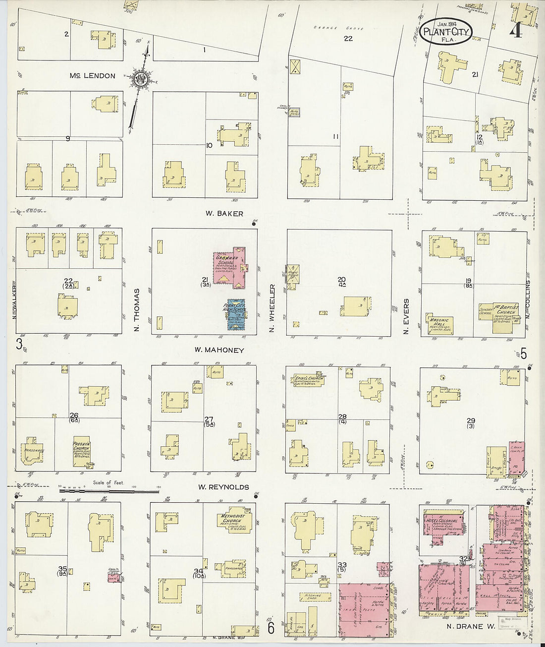 This old map of Plant City, Hillborough County, Florida was created by Sanborn Map Company in 1914