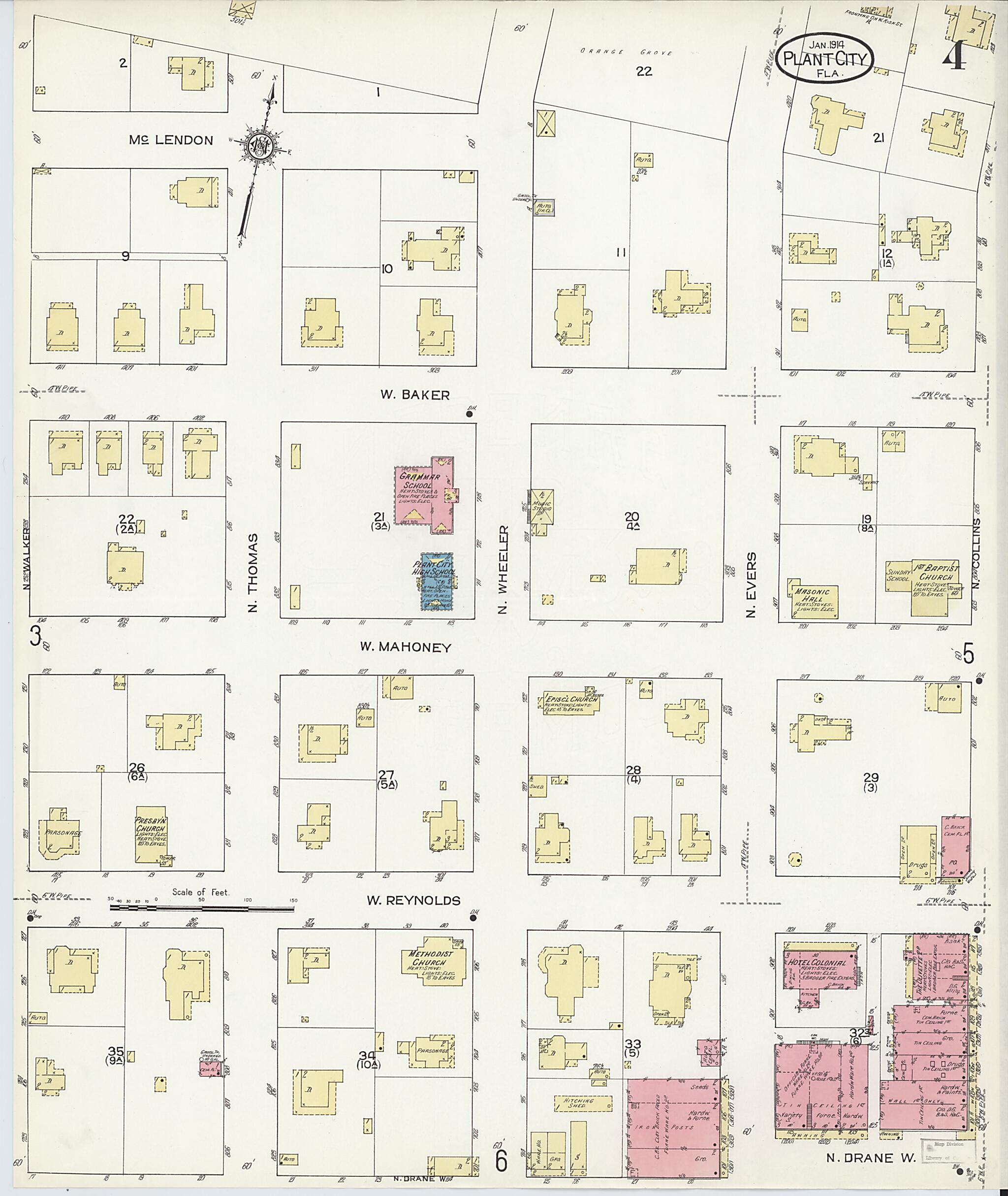 This old map of Plant City, Hillborough County, Florida was created by Sanborn Map Company in 1914