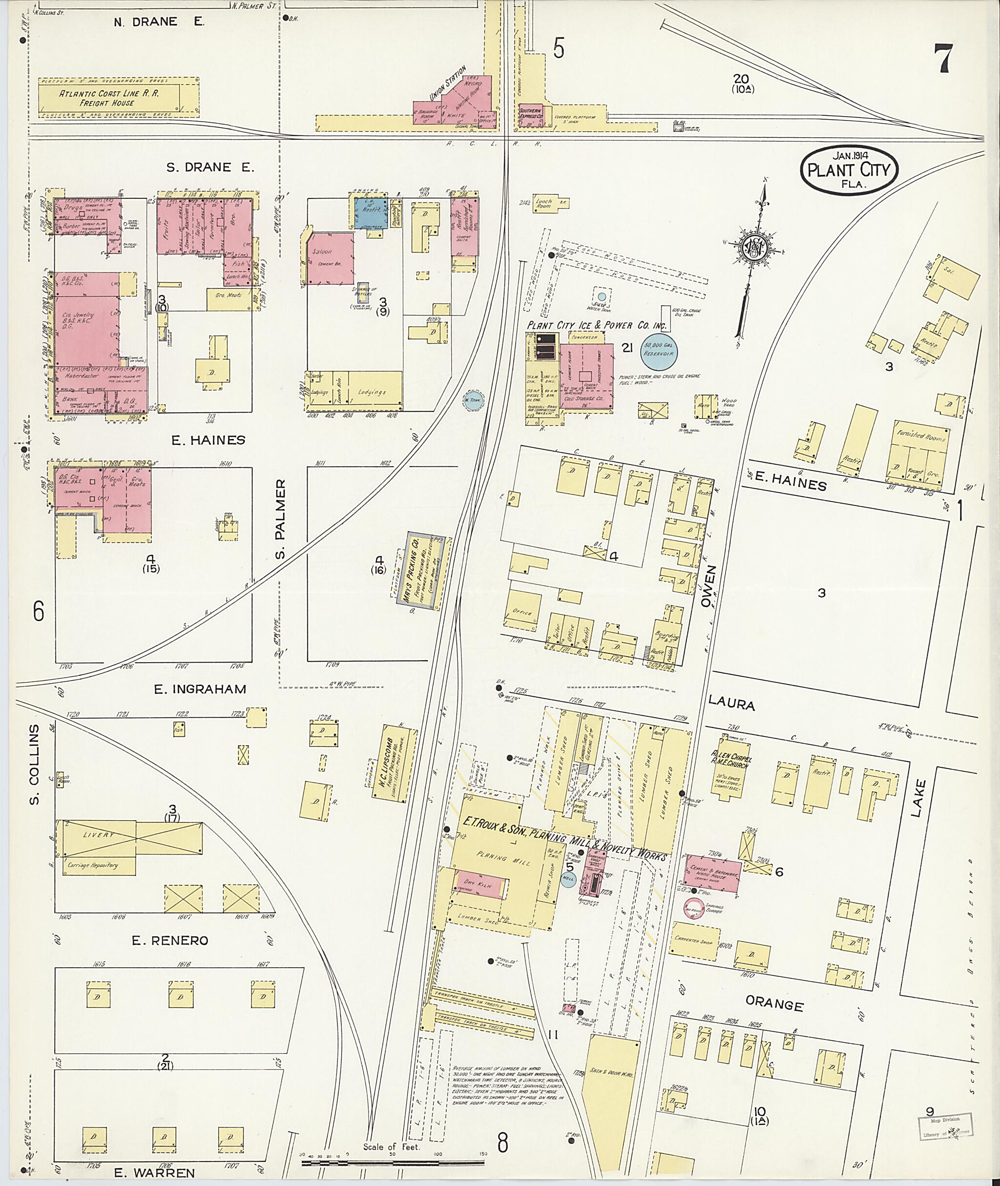 This old map of Plant City, Hillborough County, Florida was created by Sanborn Map Company in 1914