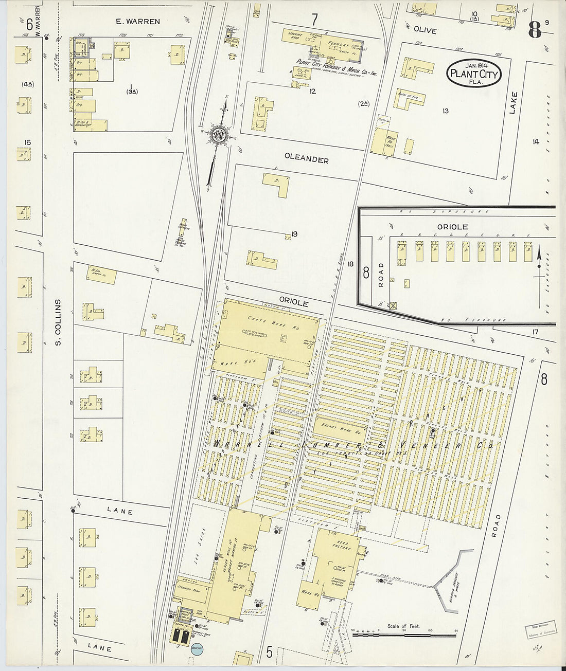 This old map of Plant City, Hillborough County, Florida was created by Sanborn Map Company in 1914