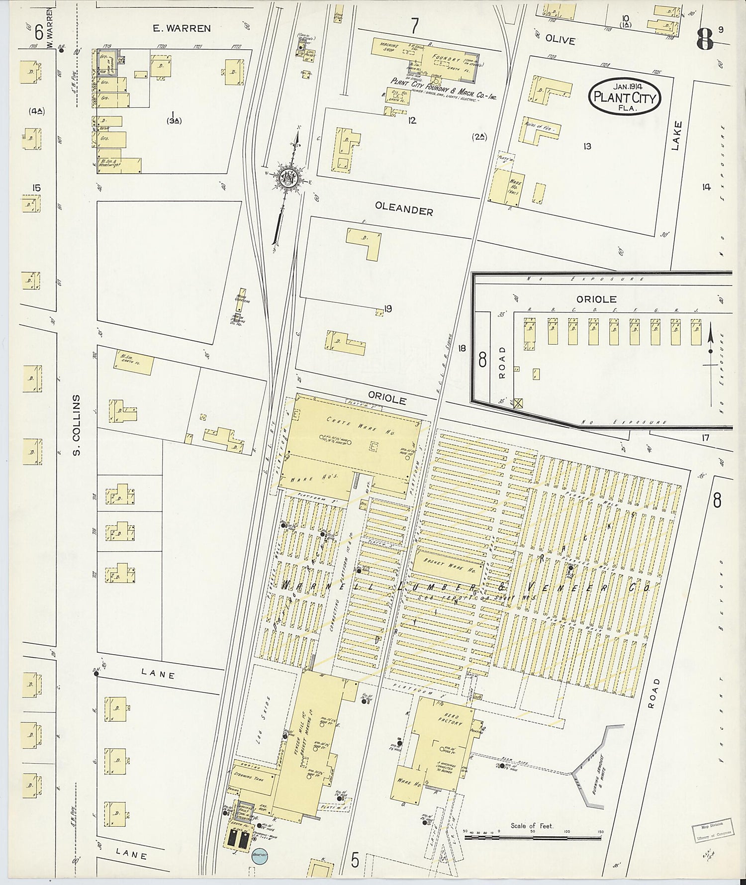 This old map of Plant City, Hillborough County, Florida was created by Sanborn Map Company in 1914