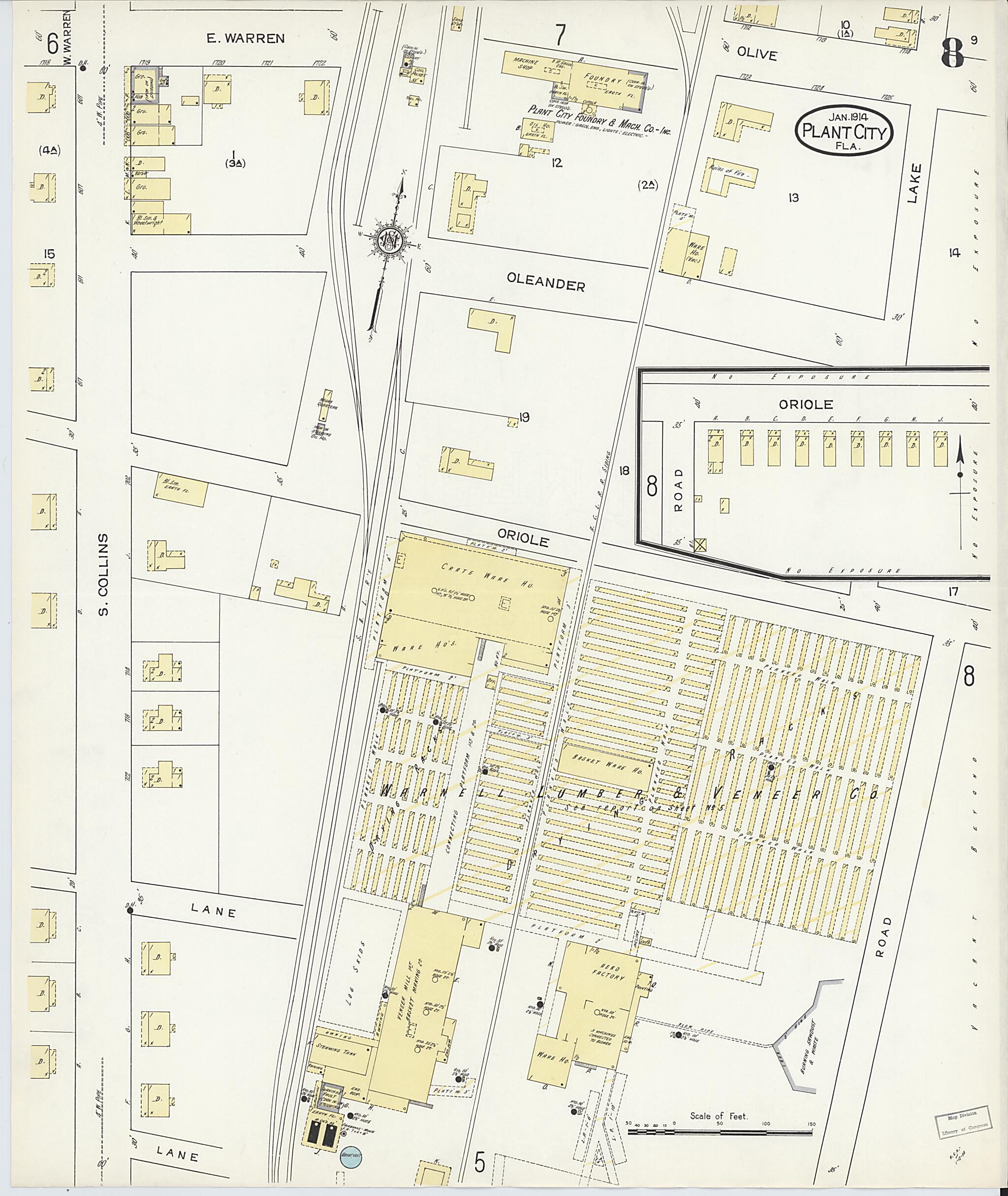 This old map of Plant City, Hillborough County, Florida was created by Sanborn Map Company in 1914