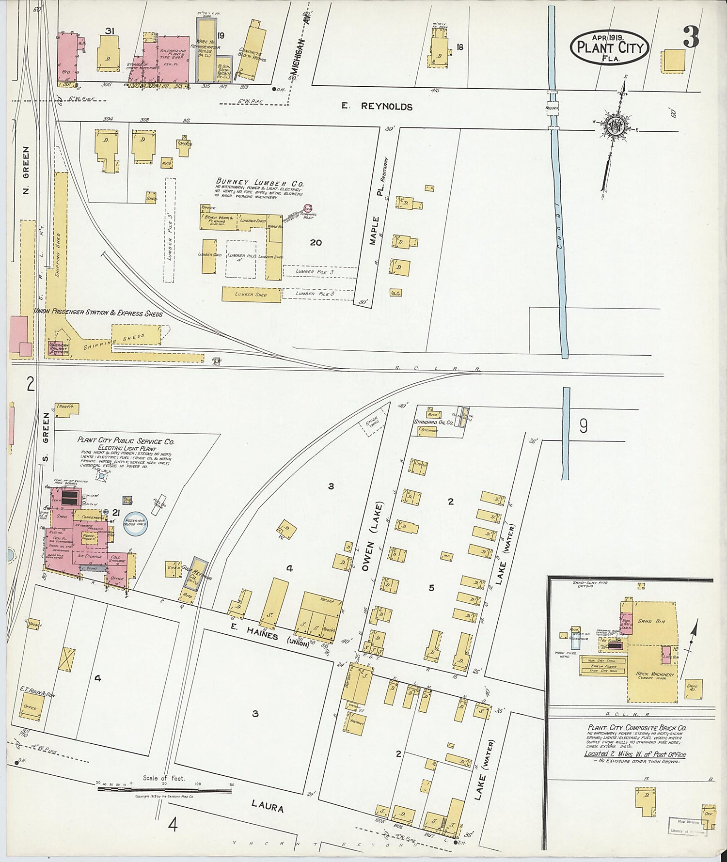 This old map of Plant City, Hillborough County, Florida was created by Sanborn Map Company in 1919