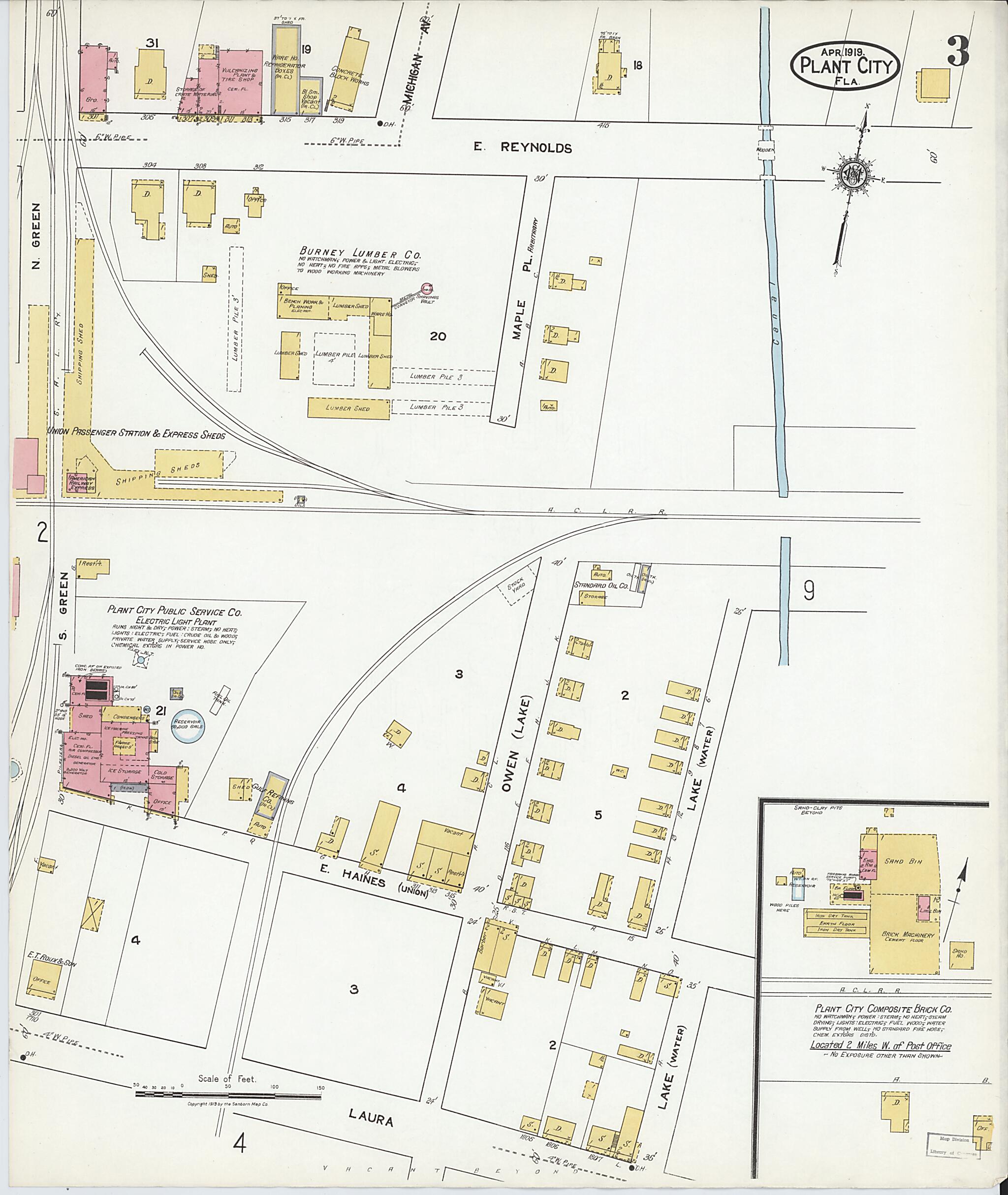 This old map of Plant City, Hillborough County, Florida was created by Sanborn Map Company in 1919