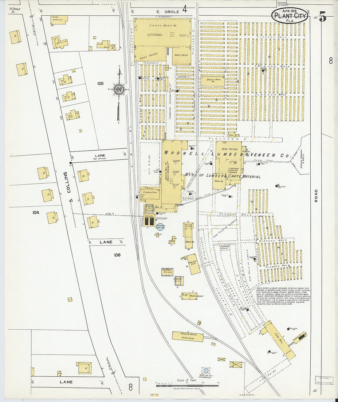 This old map of Plant City, Hillborough County, Florida was created by Sanborn Map Company in 1919