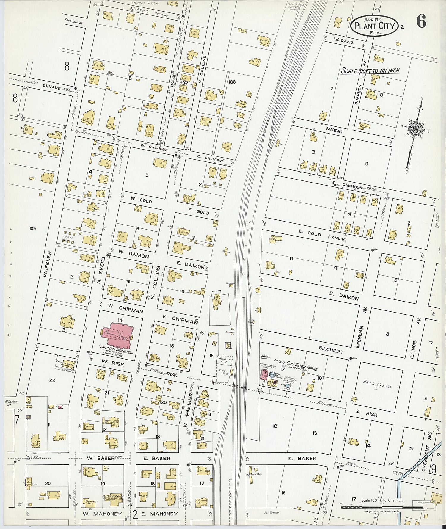 This old map of Plant City, Hillborough County, Florida was created by Sanborn Map Company in 1919