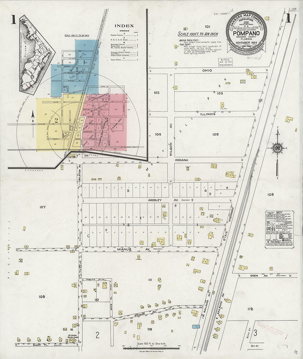 Pompano, Broward County, Florida 1924 (Sheet 1 of 3) by Relic Map Company