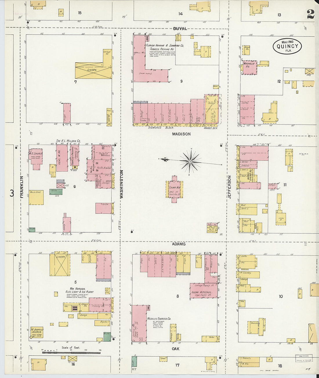 This old map of Quincy, Gadsden County, Florida was created by Sanborn Map Company in 1903