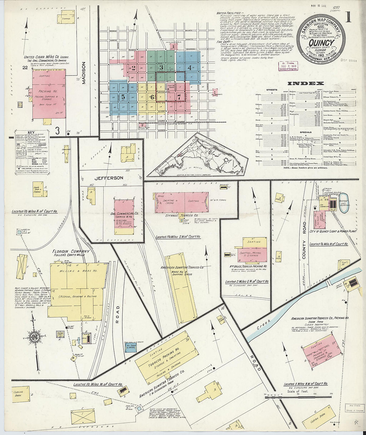 Quincy, Gadsden County, Florida 1913 (Sheet 1 of 7) by Relic Map Company