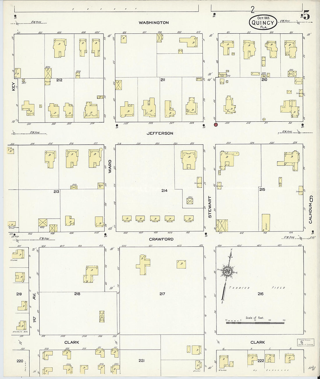 This old map of Quincy, Gadsden County, Florida was created by Sanborn Map Company in 1913